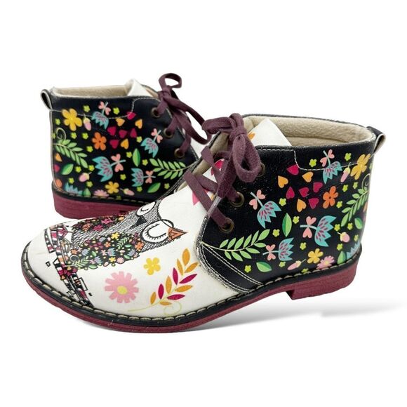 Sweet Owl Ankle Boots by Neefs Ecofriendly Faux Leather Handmade 7.5 - Picture 3 of 15